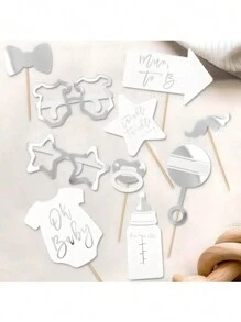 婴儿拍照道具性别揭秘派对男孩或女孩派对生日派对、圣诞节、情人节、婴儿派对礼物（送礼佳品）、婴儿派对奶嘴、性别揭秘 - 金色 - 查看 12