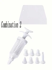 1 套甜点装饰注射器套装、裱花蛋糕装饰套件、用于纸杯蛋糕装饰、泡芙制作、喷嘴饼干裱花注射器套件、甜点装饰器、蛋糕装饰工具、蛋糕烘焙工具、厨房用品