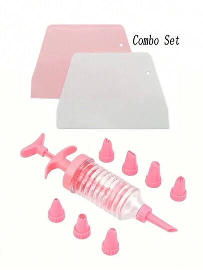 1 套甜点装饰注射器套装、裱花蛋糕装饰套件、用于纸杯蛋糕装饰、泡芙制作、喷嘴饼干裱花注射器套件、甜点装饰器、蛋糕装饰工具、蛋糕烘焙工具、厨房用品