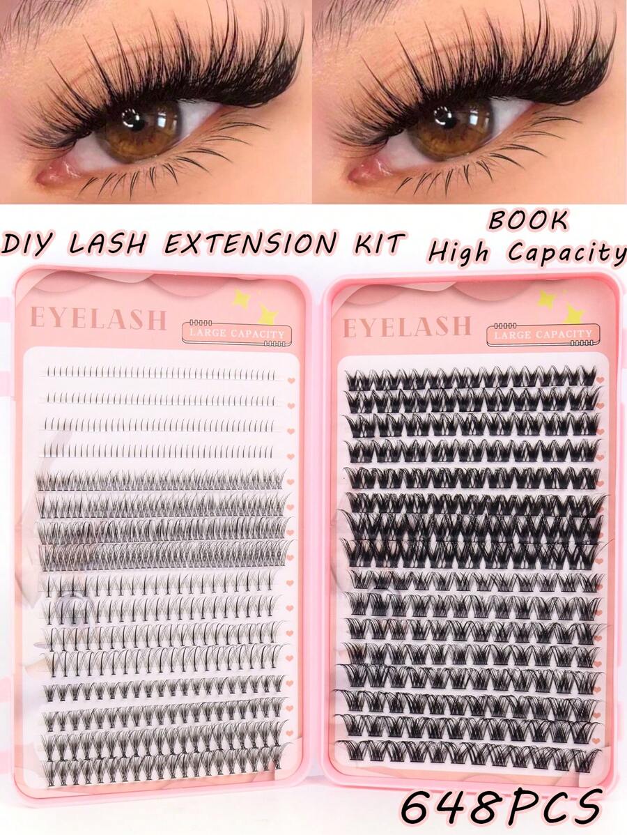 648PCS C Curl Individual Lash Clusters Multi-Type Natural Look Styles Lash Clusters Bottom Lashes, Light Volume, 40D Clusters Wispy&Ultra Soft&Super Light Reusable Individual Segmented False Eyelashes Eyelash Extension Kit For Beginner Use At Home Or On-The-Go For Daily Life&Wedding&Dating&Party&Music Festival&Halloween - C - View 1