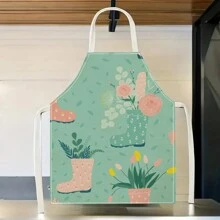 1pc Linen Apron With Banana, Sloth Pattern, Creative Funny And Fashionable Print For Home Cleaning, Waterproof, Oil-Proof, Easy To Clean, Suitable For Kitchen Cooking, Baking, Work Wear