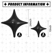 Globo en forma de estrella negro, globos negros cuadrilaterales de 10 pulgadas y 24 pulgadas, globo de papel de aluminio dorado, globo de mylar negro, globo de papel de aluminio en forma de estrella para decoraciones de Año Nuevo, cumpleaños, boda y San Valentín - Negro - Ver 8