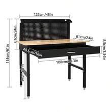 Adjustable Workbench With Adjustable Height From 26 To 35.43 Inches, Table Top 48*24 Inches (Wood), 2000 Lbs Capacity. - Black - View 3