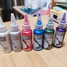 Peinture acrylique en métal, pigment de résine 60ml, crochet en plâtre de couleur or, argent, cuivre. Pâte pour la création de bijoux fait main, DIY, coloration. Retour à l'école
