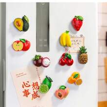 5pcs/10pcs Fridge Magnets Cute 3D Fruit Magnetic Stickers Avocado, Banana, Lemon, Food Decoration, Home Decor, Holiday Gift, Fridge Decor, Kitchen Magnets Gifts Birthday Graduation