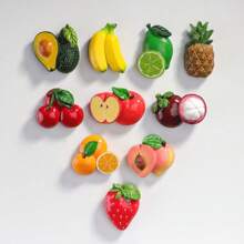 5pcs/10pcs Fridge Magnets Cute 3D Fruit Magnetic Stickers Avocado, Banana, Lemon, Food Decoration, Home Decor, Holiday Gift, Fridge Decor, Kitchen Magnets Gifts Birthday Graduation