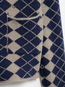 女士时尚甜美钻石提花针织毛衣圆领长袖