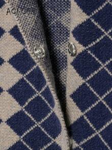 女士时尚甜美钻石提花针织毛衣圆领长袖