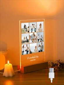 1 pièce Veilleuse photo acrylique personnalisée avec photo imprimée, idéale pour commémorer des moments spéciaux, cadeaux d'anniversaire, cadeaux, personnalisés parfaits pour les amis, la famille et les êtres chers. Multifonctionnel pour les mariages, la maison, le jardin, le bureau, les anniversaires, la Saint-Valentin, la Fête des mères, les anniversaires, la Fête des pères, les remises de diplômes, les mariages, les pendaisons de crémaillère, la vie d'été tranquille, l'artisanat personnalisé, le vintage, la décoration de Noël, de haute qualité