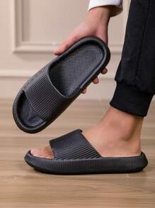 Men's Home Slippers, Summer Anti-Slip, Silent, Couples Bathroom Soft Thick Sole Indoor Sandals - Black - View 1