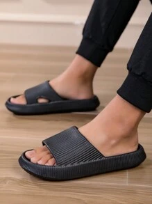 Men's Home Slippers, Summer Anti-Slip, Silent, Couples Bathroom Soft Thick Sole Indoor Sandals - Black - View 7