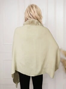 1 Pieza chales y rebozos gruesos y cálidos para mujer, colores lisos Capa Chales Cálida Con Ribete Borroso - Beis - Ver 5