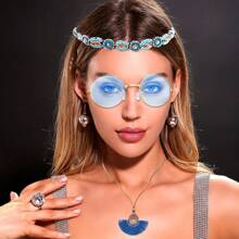 LaVenty 5 PCS Mamma Mia Accessories Headband Disco Blue Sunglasses Mamma Mia Costume Costumes Women's Disco Costume Mamma Mia Decoration - Blue - View 8