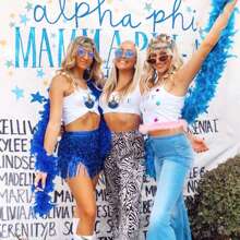 LaVenty 5 PCS Mamma Mia Accessories Headband Disco Blue Sunglasses Mamma Mia Costume Costumes Women's Disco Costume Mamma Mia Decoration - Blue - View 6