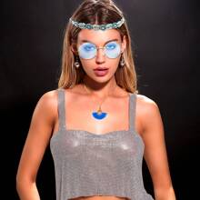 LaVenty 5 PCS Mamma Mia Accessories Headband Disco Blue Sunglasses Mamma Mia Costume Costumes Women's Disco Costume Mamma Mia Decoration - Blue - View 3