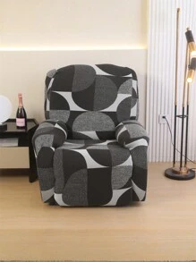 4/6/8pcs Geometric Pattern Chaise Lounge Slipcovers, Black White Gray, Suitable For All Seasons, Washable Sofa Covers For Office, Living Room Home Decor