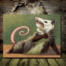 1 Pc Charming Raccoon Canvas Art With Christmas Wreaths Wooden Framed  Canvas Painting Thickness 2.25cm/0.9inch High Quality Wall Art Prints Poster Direct Hanging Wall Picture Decor For Home Gifts, Christmas Gift,Christmas Decoration,Living Room, Bathroom, Bedroom, Kitchen