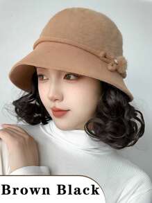 Bucket Hat Wig Synthetic Short Curly Hair With Hat Autumn And Winter Warm Mother Hat