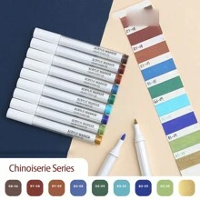 9/144pcs Morandi Acrylic Paint Pens Soft Brush Tip, Calligraphy Markers For Lettering, Card Making, Rocks Painting, Wood, Fabric, Canvas, Ceramic, Glass, DIY Art Crafting, School Supplies