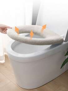 1 pieza Cubierta de asiento de inodoro acolchada y cálida de uso universal, alfombra de inodoro gruesa, cubierta de asiento de inodoro impermeable para uso en el hogar en invierno