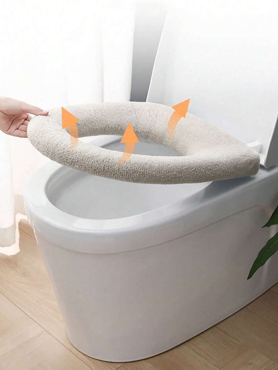 1 pieza Cubierta de asiento de inodoro acolchada y cálida de uso universal, alfombra de inodoro gruesa, cubierta de asiento de inodoro impermeable para uso en el hogar en invierno