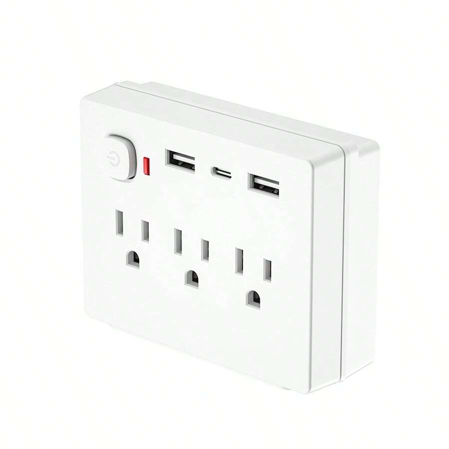 USB Wall Charger With 2 USB A Ports And 1 USB C Port, Surge Protector Cruise Essentials, Suitable For Ships And Travel Homes, UL Certified Socket Extender With 6 Plugs And Sockets