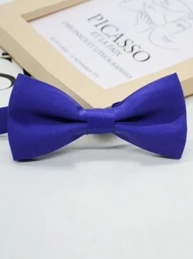 1pc Men's Solid Color Double Layer Bow Tie, Versatile For Party, Performance And Formal Suit