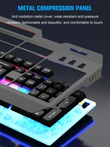 Cool Mechanical Feeling Backlit Keyboard Mouse Set, Wired Gaming Keyboard And Mouse For Desktop, Laptop, E-Sports, Glowing - Blue and White - View 5