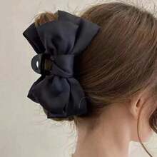 1pc Rebel Princess Dual-Sided Large Bow Clip Hair Accessory, Chic Claw Style Hair Clip For Back Of Head Hair Clips Hair Jaw Clip Hair Clamps Hair Clutch Hair Catcher Clip, Claw Clip Fall Winter Hair Accessories For Women For Vacation Outfits Woman