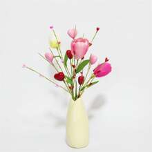 Festival Artificial Tulip Flower Heart Picks Berry Sprays Branches Stems For Vase - Multicolor - View 2