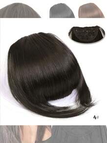 Natural Straight Synthetic Bangs High Temperature Fiber Clip-In Full Bangs With Fringe Of Hair 6 Inch Elegant Women's Clip-In Synthetic Hair Bangs With Sideburns - Perfect For Daily Use & Instant Style Upgrade Synthetic Women's Hair Short Straight Bangs Brown Black Red Wig Clip In Hairpieces For Black Heat Resistant Fiber