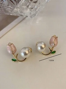 1/3/4件套时尚郁金香花朵吊坠项链耳环套装，适合派对和日常佩戴，完美礼物 - 彩色 - 查看 6