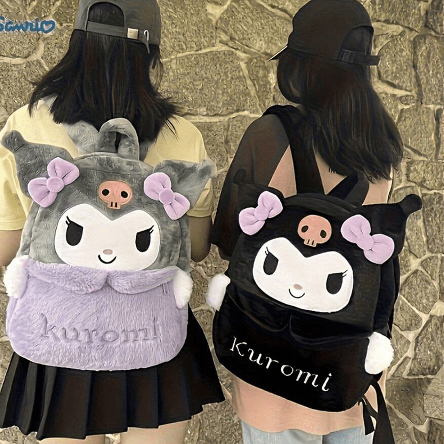 Sanrio Kuromi & My Melody Plush Backpacks - Polyester Fiber, Large Capacity, Versatile Unisex Design, Perfect For Everyday & Holiday Gifts