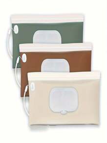 1/3PCS Portable Wipes Dispensing Bag With Lid - Reusable, Refillable Travel Wipes Organizer For Easy Portability, Wipes Dispenser Set - Multicolor - View 10