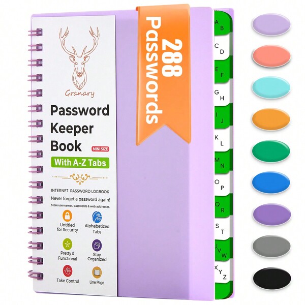 Grain Password Book With A-Z Alphabet Labels. Internet Address Manager Log. Never Forget Your Password! Small Pocket Password Log For Website Logins, Password Manager Book For Home And Office., School Supplies, Back To School