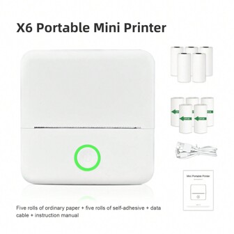 Wireless Label Printer With 200dpi Resolution For Photo Printing, Ideal Gift For Couple, Friend And Can Be Used For Labeling, Studying, Photo Printing (Comes With 11 Rolls Of Paper) Back To School