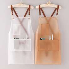 1PC Adjustable TPU Apron With Pockets - Unisex, Waterproof, Transparent, Easy To Clean, Suitable For Cooking, Barbecue, And Hair Styling - Multicolor - View 4
