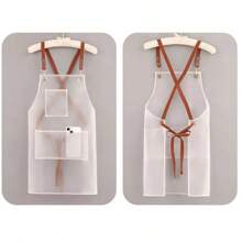 1PC Adjustable TPU Apron With Pockets - Unisex, Waterproof, Transparent, Easy To Clean, Suitable For Cooking, Barbecue, And Hair Styling - Multicolor - View 3