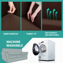 The Latest Lattice Sofa Cover 1/2/3/4 Person 1/2/3 Cushion Sofa High Elastic Thickened Sofa Cover Dog Pet Elastic Non-Slip Cover Living Room Furniture Protection Cover - 咖啡棕 - 查看 4