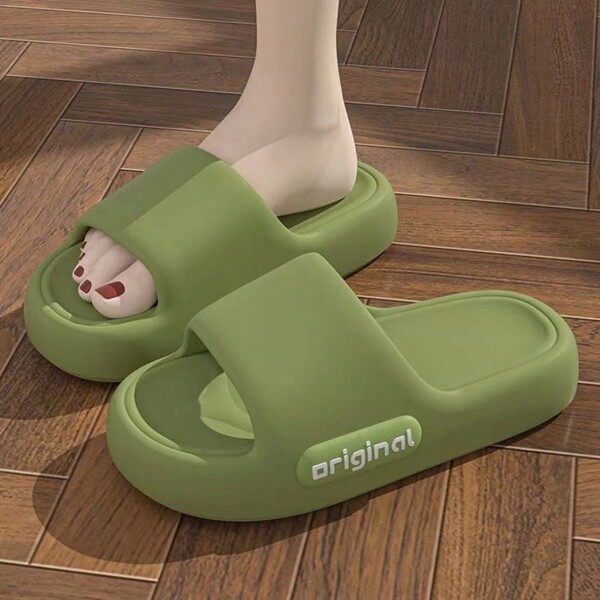 Simple Letter Design Slippers, Casual Open Toed Soft Soled Shoes, Comfortable Indoor Home Bathroom Slippers