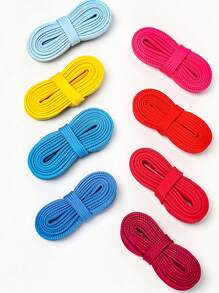 双层加厚扁平镂空彩色涤纶鞋带，适用于运动鞋、帆布鞋、运动鞋 - 彩色 - 查看 3