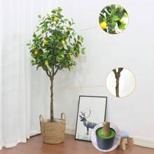 Artificial Lemon Tree,4FT/5FT Tall Fake Lemon Plant In Pot,Faux Lemon Fruit Tree Indoor Fruit Tree For Home Decor Office Living Room - 橘色 - 查看 2