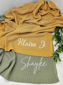 Personalized Knit Baby Blanket, Embroidery Gift For Baby Shower, Stroller Blanket, Monogrammed Newborn Baby Gift, Soft Knit Blanket, Custom Knit Baby Blanket, Personalized Name Blanket Baby Gifts, Cute Baby For Children's Day, Multi-Functional, Ornamental, Letter, Stylish, Modern, Colorful, Cute, Adorable, Casual, Custom, Personalised, Unique, Customized, Ideal Gifts For Her,Customized Kids Swaddling Blankets,Easy Comfort - Multicolor - View 1