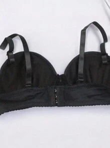 Brasier copa B, con un lindo diseño liso, y pedrería en el medio, ajustable, confortable y suave - Negro - Ver 6
