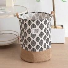 1 pieza Cesto de ropa con estampado de hojas, cesto de lavandería, cesta organizadora de baño, cesta, cesta de almacenamiento, cesto de ropa plegable