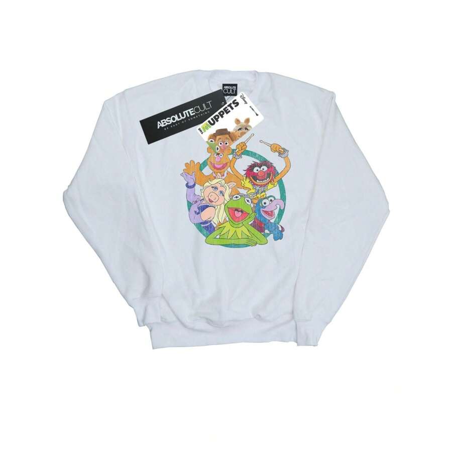 Disney Sudadera con círculo del grupo de Los Teleñecos para hombres (blanco) - Blanco - Ver 1