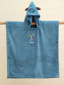 1 件卡通图案连帽刺绣冲浪斗篷儿童换尿布巾、浴袍、浴巾、温暖速干泳池游泳沙滩巾带帽温暖柔软超细纤维浴袍毛巾多种颜色可选复活节礼物、万圣节、圣诞节礼物、浴室装饰、浴室配件、秋冬毛巾