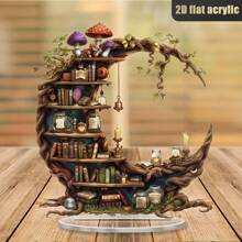 Décoration de bureau en acrylique en forme de croissant de lune fantasque de 7,1 x 7,9 pouces - Design d'étagère à livres, convient à la décoration de la maison et du bureau, un cadeau idéal pour les amateurs de livres et les proches (style aléatoire)