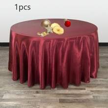 1/2 pezzi Copritavolo rotondo nero, in tessuto di raso, con texture morbida, adatto per matrimonio, ristorante, conferenza, uso quotidiano, festa, San Valentino, cerimonia di laurea