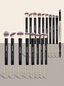 MAANGE 18Pcs Professional Aluminum Tube Eye Makeup Brushes With Velvet Bag,Soft Smudge Brush Concealer Brush Highlight Brush Foundation Brush Contour Brush Eyeshadow Brush Shadow Brush Blending Brush Eyebrow&Eyelash Brush,Makeup Tools With Soft Fiber And Skin Friendly For Easy Carrying,Brush For Travel,Gifts For Women&Girls - 黑色 - 查看 4